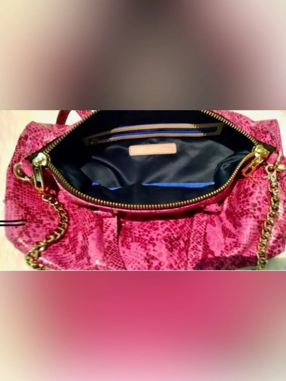 ENC Rare Vintage Y2K Juicy Couture Silvia Snake-Embossed Goat Leather Satchel
